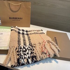 Burberry Tan and Black Checkered Scarf
